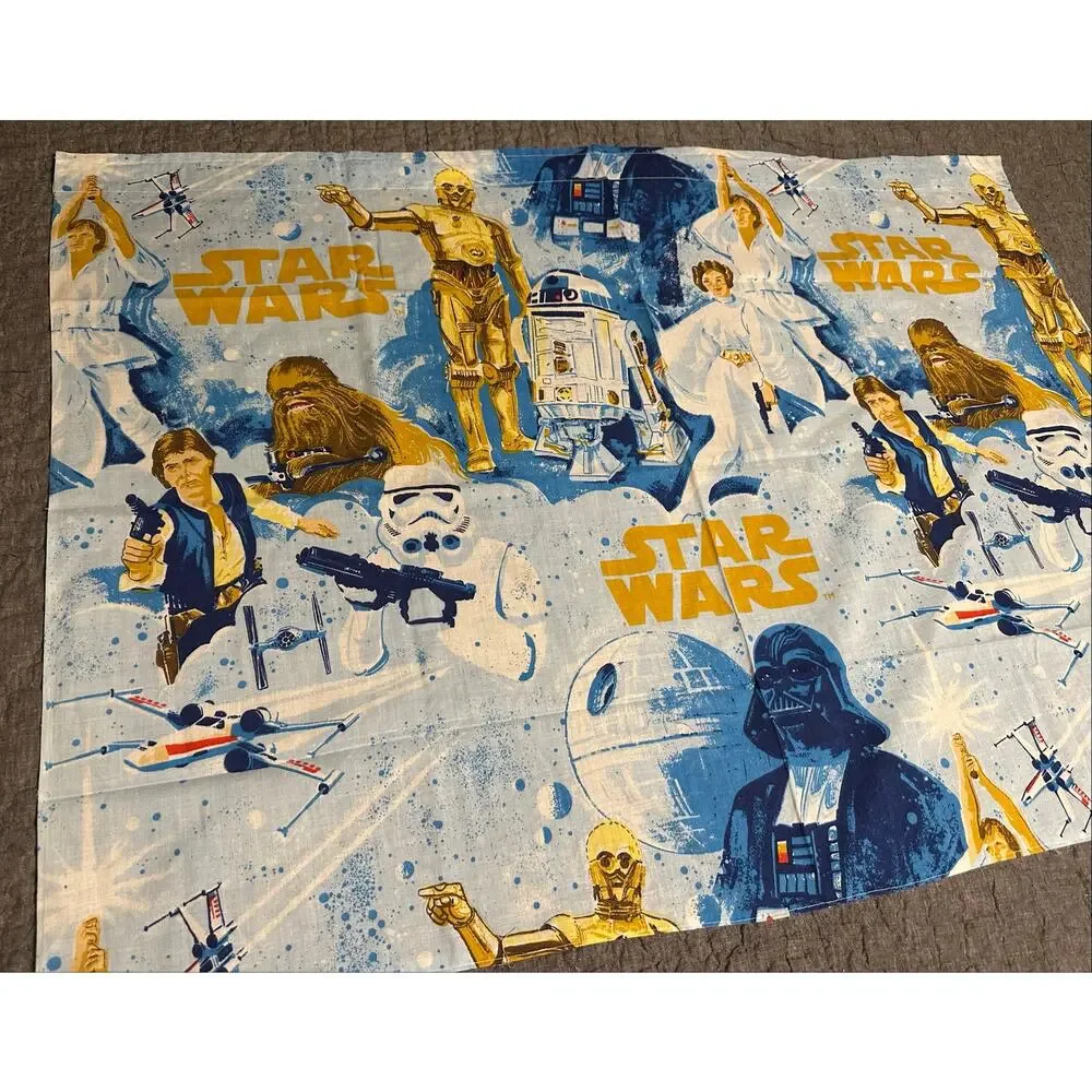 4 VINTAGE STAR WARS FABRIC VALANCES  3 at 38x28,1 at 79 x 29